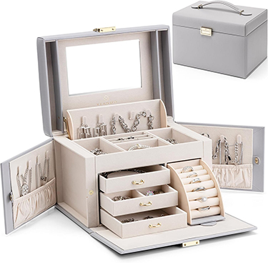 3 Drawer Jewelry Box with Mirror