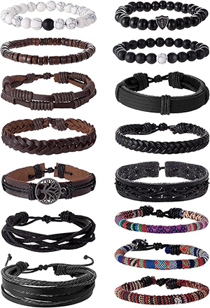 15 Piece Braided Leather Bracelet for Girls